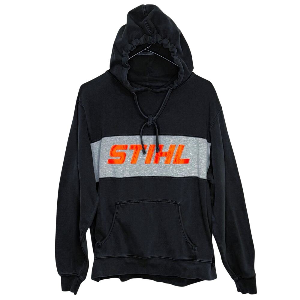 Stihl Chainsaw Hoodie M-L Black Orange Logo Long Sleeve Hooded Sweatshirt Tools
